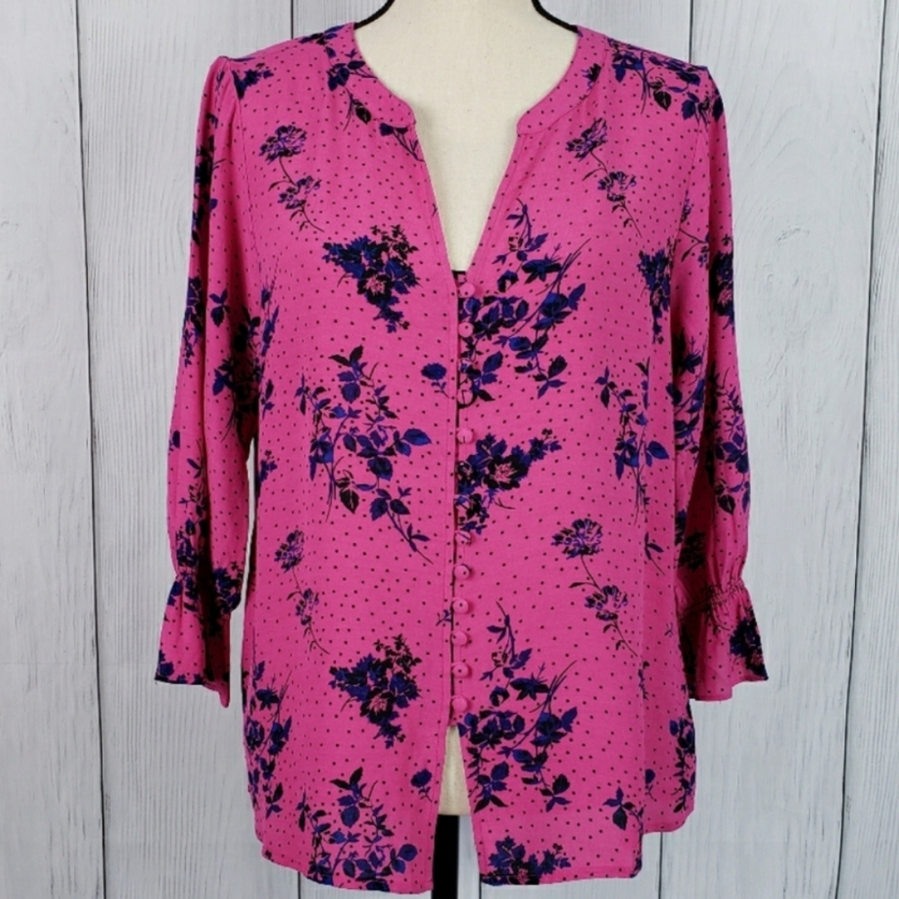 Sanctuary Pink Floral Blouse, size M, EUC
